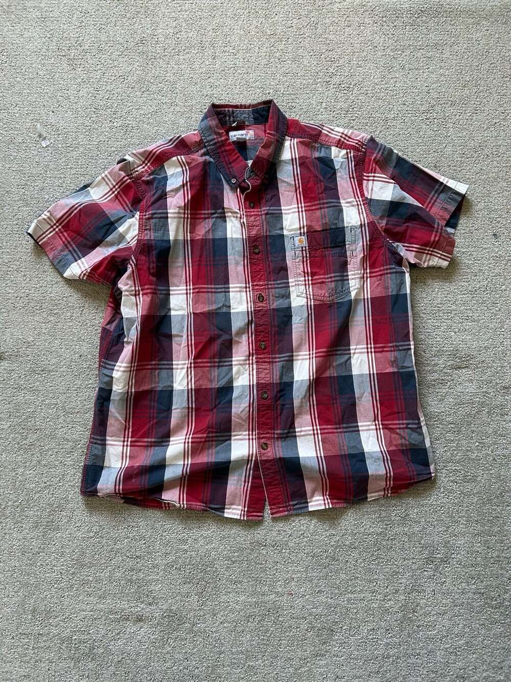Carhartt Relaxed Fit Short Sleeve Plaid Button-Down Shirt